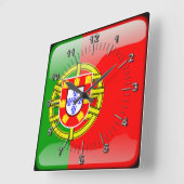 Glanzende vlag voor Portugal Vierkante Klok (Hoek)