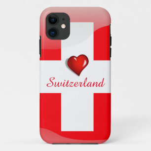 Glanzende vlag Zwitserland Case-Mate iPhone Case