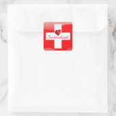 Glanzende vlag Zwitserland Vierkante Sticker (Tas)