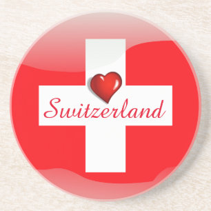 Glanzende vlag Zwitserland Zandsteen Onderzetter