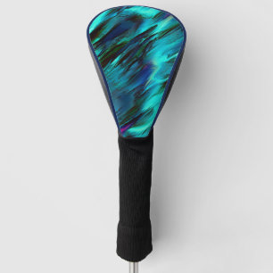 Glanzende vlek van cyaan naar blauw en rode vlekke golfheadcover