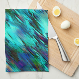 Glanzende vlek van cyaan naar blauw en rode vlekke theedoek