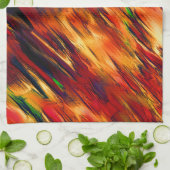 Glanzende vlek van rood naar oranje, een beetje gr theedoek (Gevouwen)