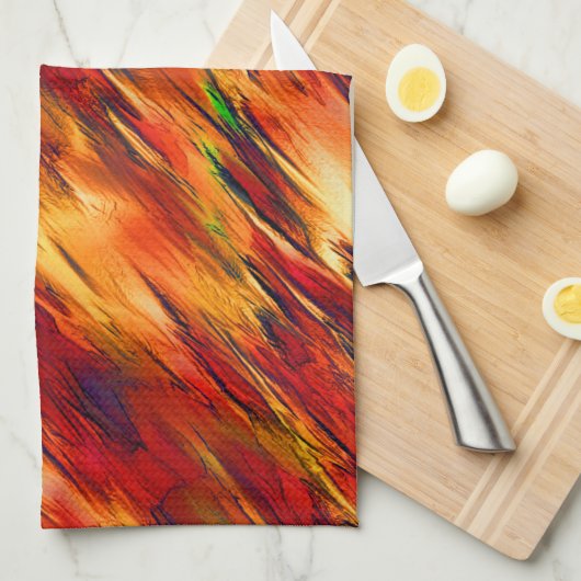 Glanzende vlek van rood naar oranje, een beetje gr theedoek (Quarter Fold)