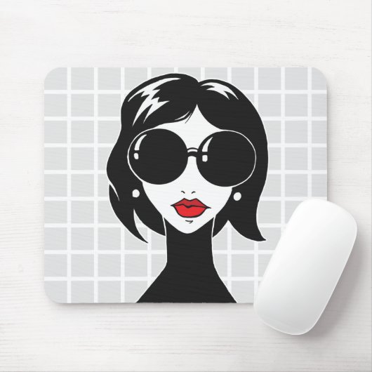 Glanzende Vrouw Grid Muismat (Met muis)