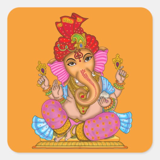 Glanzende Waterdichte Sticker van Heer Ganesha (Voorkant)