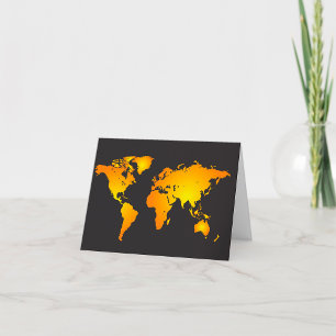 Glanzende Wereldkaart in Oranje en Geel Bedankkaart