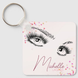 Glanzende Wimpers Roze Glitters Confetti Make-up Q Sleutelhanger