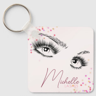 Glanzende Wimpers Roze Glitters Confetti Make-up Q Sleutelhanger