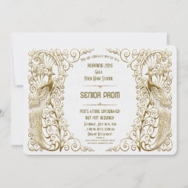 Glanzende Witte Goud Art Deco Pauw Galabanket Kaart