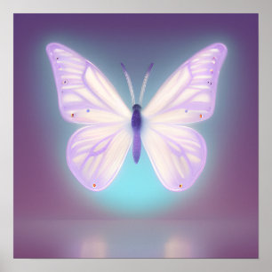 Glanzende witte Paarse vlinder Poster