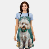 Glanzende Witte Poodle Prinses Kerst Kunst Schort (Gedragen)