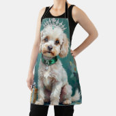 Glanzende Witte Poodle Prinses Kerst Kunst Schort (Insitu)