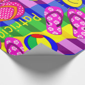 Glanzende wrapping Paper, Beach Ball Sun-Teenslipp Cadeaupapier (Hoek)
