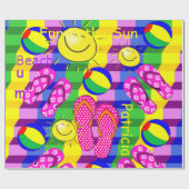 Glanzende wrapping Paper, Beach Ball Sun-Teenslipp Cadeaupapier (Vlak)