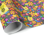 Glanzende wrapping Paper, Floral Bumblebee Nail Po Cadeaupapier (Rol Hoek)
