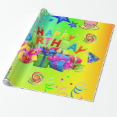 Glanzende wrapping Paper Happy Birthday Cadeaupapier (Uitgerold)