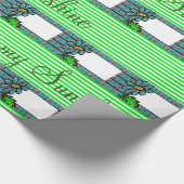 Glanzende wrapping papier Floral Green Stripe (Hoek)