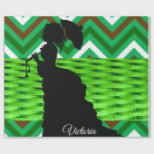 Glanzende wrapping papier, groene streep Victoriaa Cadeaupapier (Vlak)