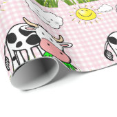 Glanzende wrapping papier, Koeien Sun Clouds Flora Cadeaupapier (Rol Hoek)