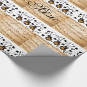Glanzende wrapping papier, Muzieknoten gitaar Cadeaupapier (Hoek)