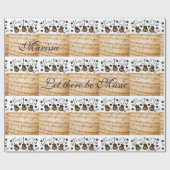 Glanzende wrapping papier, Muzieknoten gitaar Cadeaupapier (Vlak)