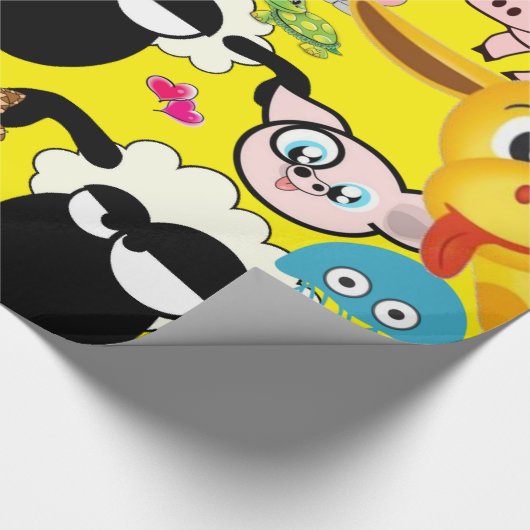 Glanzende wrapping Papierdierentuin Giraffe Elepha Cadeaupapier (Hoek)