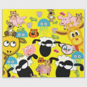 Glanzende wrapping Papierdierentuin Giraffe Elepha Cadeaupapier (Vlak)