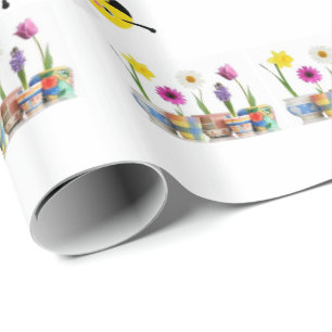 Glanzende wrapping Papieren lente start een nieuwe Cadeaupapier