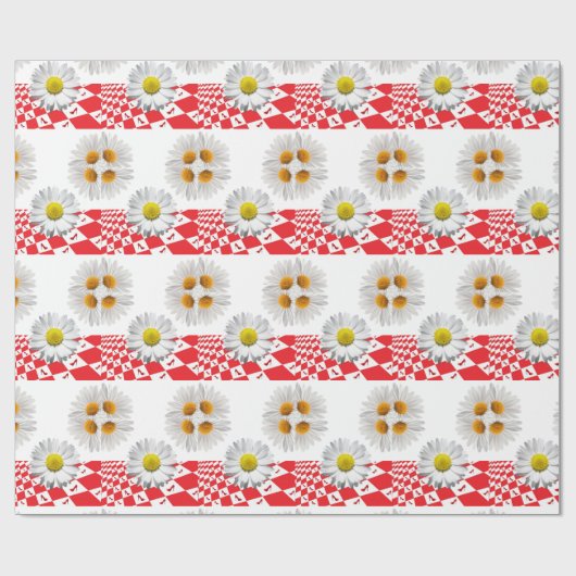 Glanzende wrapping White Daisy Cadeaupapier (Vlak)