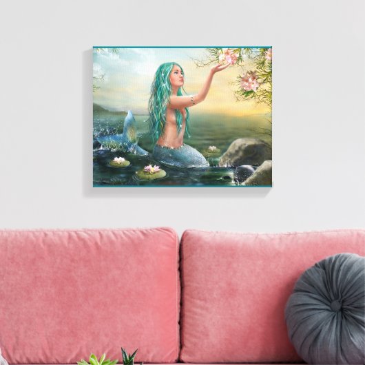 glanzende zeemeermin canvas afdruk (Insitu (Woonkamer))