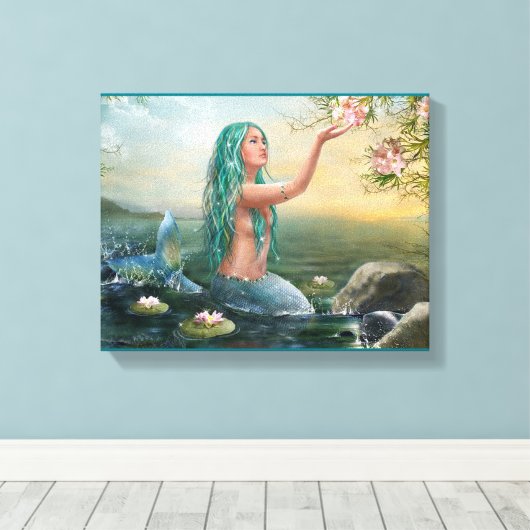 glanzende zeemeermin canvas afdruk (Insitu (Houten vloer))