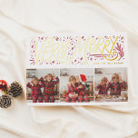 Glanzende zeer vrolijke hand belettering 3 foto ke folie feestdagenkaart<br><div class="desc">Voeg wat glans toe aan je kerstkaarten met echte gouden, zilveren of rozen gouden folie! Deze klassieke en tijdloze metallic stijl is zeker om een ander niveau toe te voegen aan uw kaarten. Een grillig, met de hand getekend ontwerp met "Very Merry" in echte folie belettering, versierd met schattige kleine...</div>