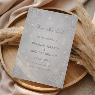 Glanzende Zilveren Bevroren Winter Elegantie Save The Date