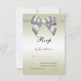 Glanzende zilveren boog en lint RSVP kaartje