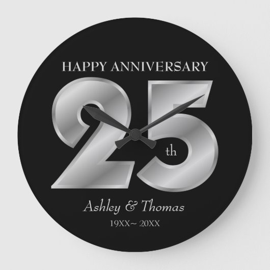 Glanzende Zilveren Cijfers Grote Klok (Voorkant)