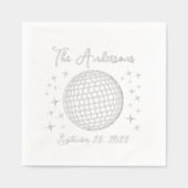 Glanzende Zilveren Discobal Persoonlijke Huwelijk Folie Servetten (Voorkant)