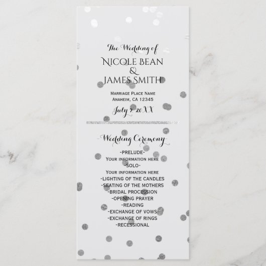 Glanzende Zilveren Glamour Glam Chic Moderne Progr Programmakaart (Voorkant)