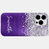 Glanzende Zilveren Glitter Amethyst Glam Naam Case-Mate iPhone Case (Achterkant (horizontaal))