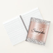 Glanzende Zilveren Glitter Bleke Roze Gouden Folie Notitieboek (Binnen)