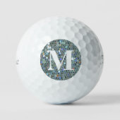 Glanzende Zilveren Glitter Bling Met Initiaal Golfballen (Voorkant)
