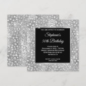 Glanzende Zilveren Glitter Folie Luipaardprint Ver Kaart (Voorkant / Achterkant)