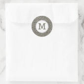 Glanzende zilveren Glitter Monogram Seal Ronde Sticker (Tas)
