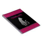 Glanzende Zilveren Kat Notitieboek (Rechterzijde)