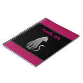 Glanzende Zilveren Kat Notitieboek (Linkerzijde)