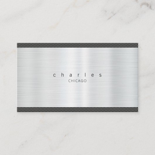 Glanzende zilveren metaal geborsteld roestvrij tex visitekaartje (Voorkant)