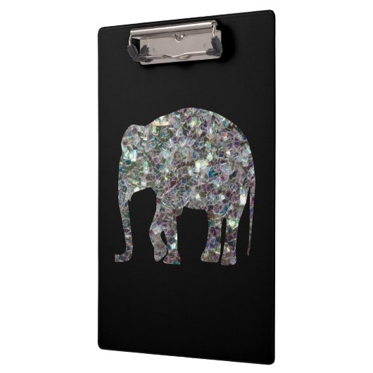 Glanzende zilveren mozaïek glinsterende Olifant Klembord (Links)