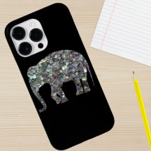 Glanzende zilveren mozaïek Olifant iPhone 6 Plus