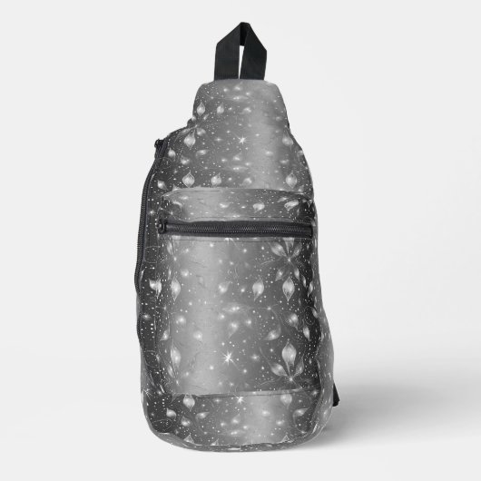 Glanzende Zilveren Schoudertas Sling Bag (Voorkant)