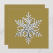 Glanzende zilveren sneeuwvlok kristal op goud mat feestdagenkaart (Voorkant / Achterkant)